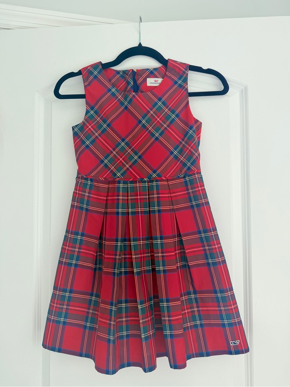 Vineyard Vines Red Tartan Sleeveless Girls' Dress